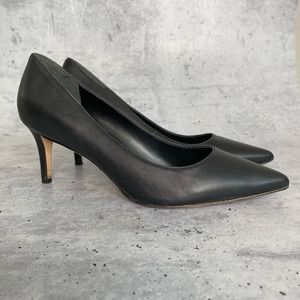 Via Spiga classic black leather pointed toe pump 7
